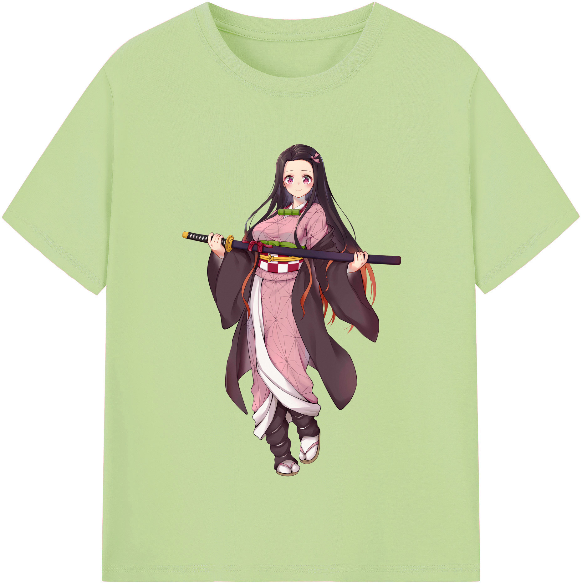 （画像用） 鬼滅の刃（きめつのやいば）竈門 禰󠄀豆子／かまど ねずこ Kamado Nezuko 綿100％半袖Tシャツ（フロントプリント）